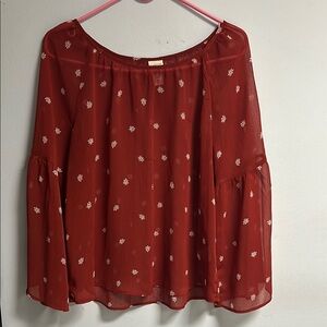 Canyon River Blues Red Blouse with Elegant Design